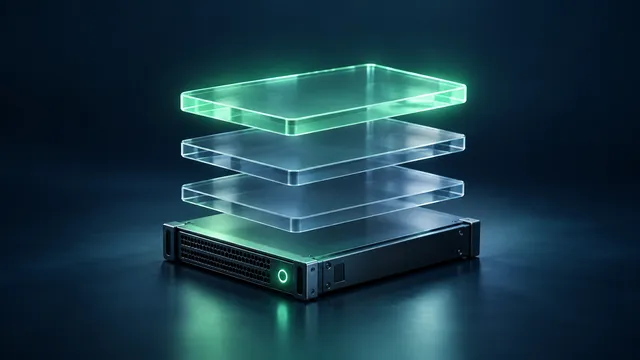 Tek bir sunucu disk platformu üzerinde katmanlar halinde duran saydam snapshot plakaları.