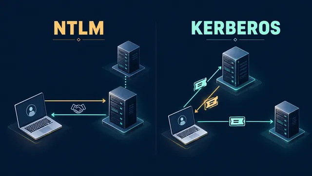 NTLM ve Kerberos kimlik doğrulamasını temsil eden istemci, sunucu ve biletler